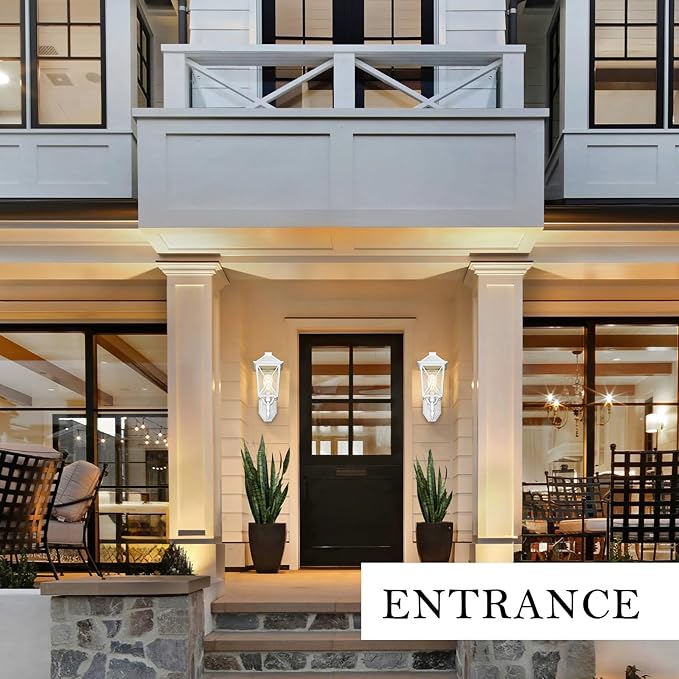 Darkaway Outdoor Wall Light Fixture,2pcs Outside Porch Lights Wall Mounted Seeded Glass Exterior Waterproof Lantern Modern E26 Socket Wall Sconce Lighting for Front Door Yard Patio