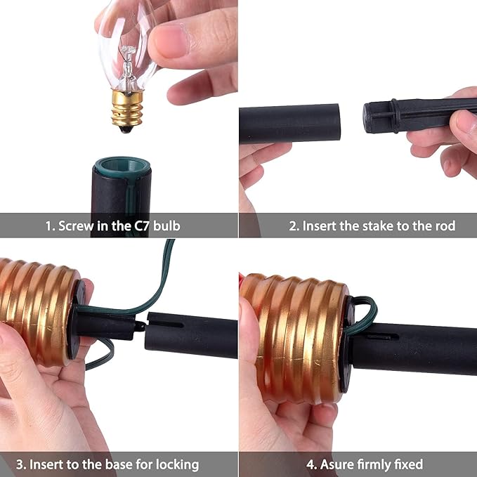 Minetom Jumbo Christmas Pathway Lights Outdoor with Marker Stakes, 10.5 Ft 5 LED C9 Shaped Christmas Lights Multicolored Giant Bulb String Lights, for Holiday Walkway Driveway Garden Yard Decoration