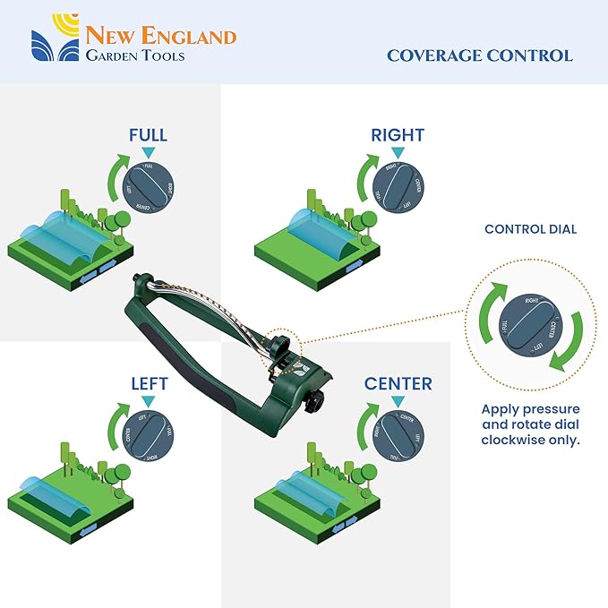 Lawn Oscillating Water Sprinkler 100006 Adjustable Pattern to Cover 2,695 sq.ft. by New England Garden Tools