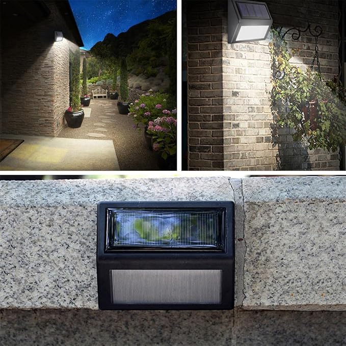 Solar Lights Outdoor, Waterproof Solar Powered Deck Step Lights for Patio Garden Backyard Garage Driveway Pathway Outside Wall Lighting (Warm White/6 Pack)