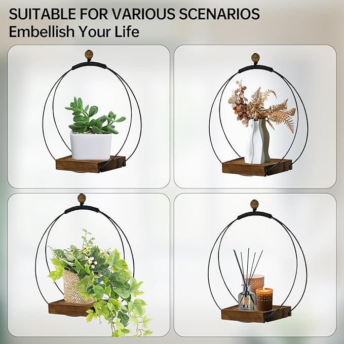 Hanging Planters for Indoor Plants - Plant Hanger Outdoor Pack of 2, Metal Plant Hanger Mid Century, Hanging Wall Ceiling Window, Gift for Mom, Plant Lovers, Housewarming