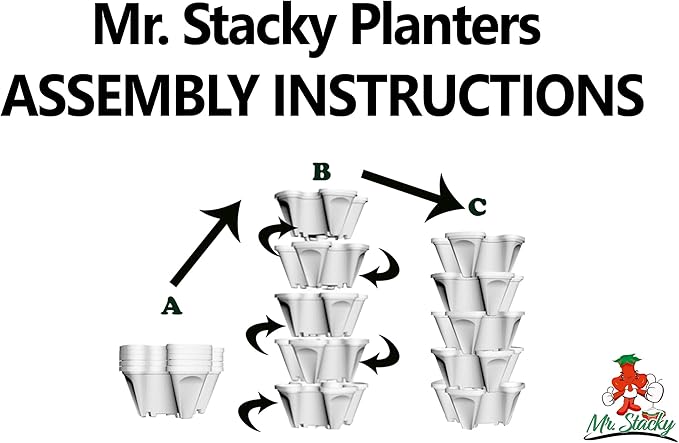 Mr. Stacky 5 Tier Stackable Strawberry, Herb, Flower, and Vegetable Planter - Vertical Garden Indoor/Outdoor