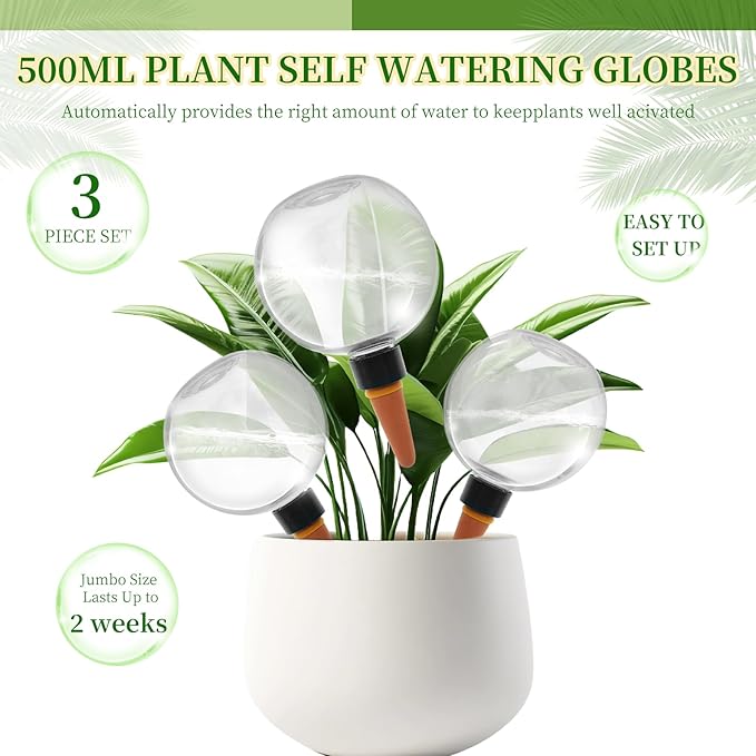 9 Pcs Self Watering Globes for Indoor & Outdoor Plants Automatic Watering Planter Insert 17.5 oz Watering Bulbs with Slow Release Control Water Dripper for Plants