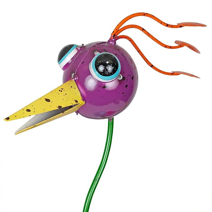 Alpine Corporation LAZ328HH Quirky Metal Rainbow Bird Decor, Animal Statue for Patio, Lawn & Garden, 21" H, Multicolor