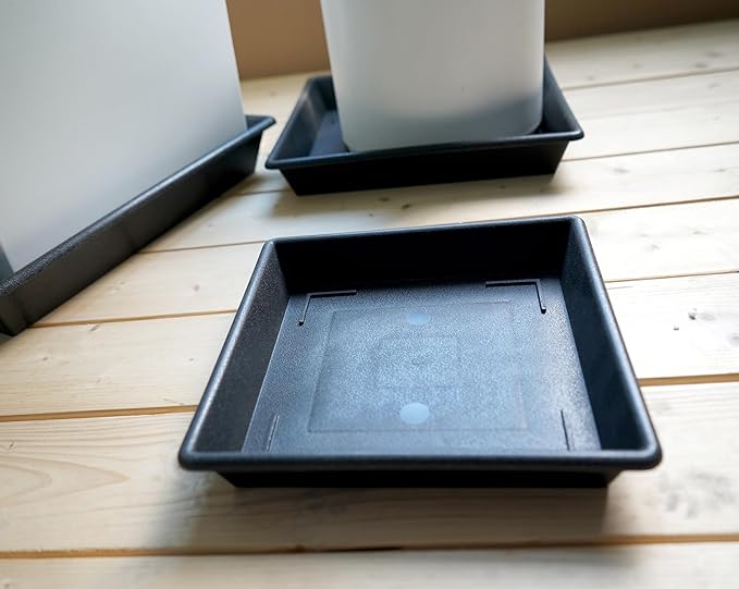 Square Plant Saucer 5 Pack 8 10 12 14 16 18 20 Inch, Plant Trays for Pots Heavy Duty Plastic Plant Saucers for Indoors Outdoors, Flower Pot No Holes Plant Drip Trays