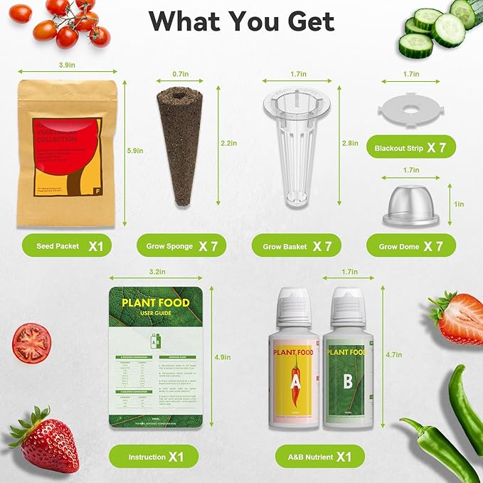 inbloom Fruit Seed Pod Kit for AeroGarden, Ahopegarden, GARDENCUBE, MUFGA, iDoo Hydroponics Growing System, 7-Pods (350+ Seeds Include Strawberry, Tomato, Cucumber, Pea, Ruby Queen Beet)