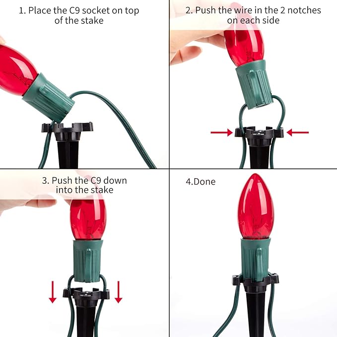 Brightown 2 Pack C9 Christmas String Lights Outdoor, Total 51.4 Feet 40 Bulbs Pathway Lights Waterproof Replaceable for Indoor Xmas Party Holiday Wedding Commercial Decorations, Multicolored