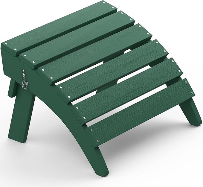 SERWALL Folding Adirondack Ottoman Without Assembly, Green