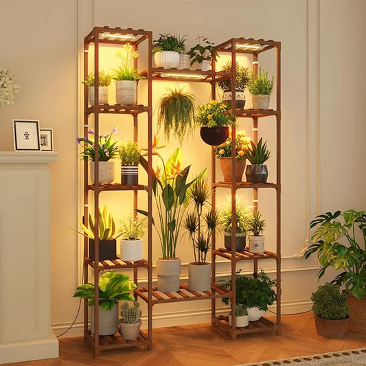 Plant Stand Indoor with Grow Lights for Indoor Plants 62.2'' Tall Plant Shelf 12 Tiers Sturdy Plant Rack for Plants Dispaly for Living Room Garden Patio Decor