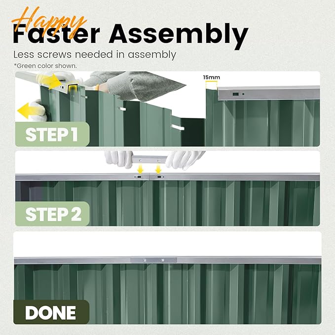 KING BIRD Galvanized Raised Garden Bed with 2 Installation Methods for DIY, 101" x 36" x 24" Heightened Planter Kit Box Outdoor for Deep-Rooted Vegetables, Flowers, Ivory