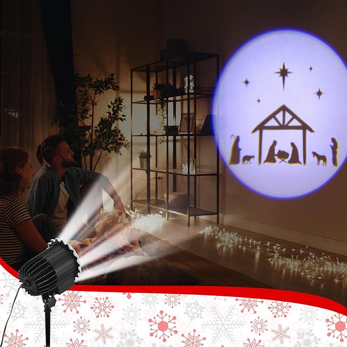 Tuanse Christmas Nativity Outdoor Projector Lights LED Flood Light Holiday with Stars for Xmas Party Garden Landscape Decoration