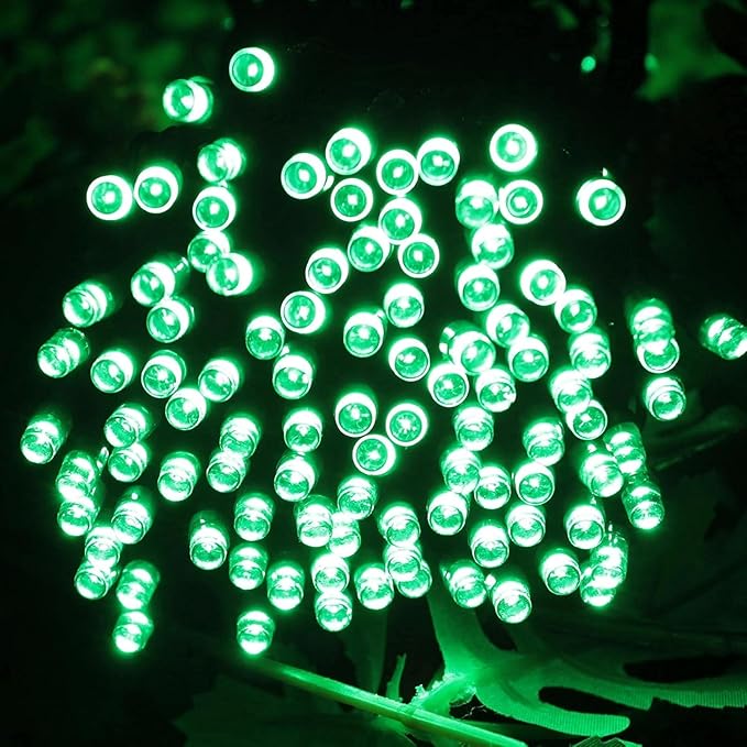EEW 2 Pack 200 LED Solar Christmas Lights Outdoor Waterproof, Solar String Lights for Outside, Green Wire Solar Tree Light with 8 Lighting Modes for Xmas Wedding Party Garden Yard Decorations (Green)