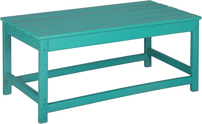 WO Home Furniture Adirondack Chairs Table Set of 3 PCS Outdoor Folding Chairs Coffee Table Weather/UV Resistant for Lawn, Garden, Bon Fire, Balcony (Turquoise)