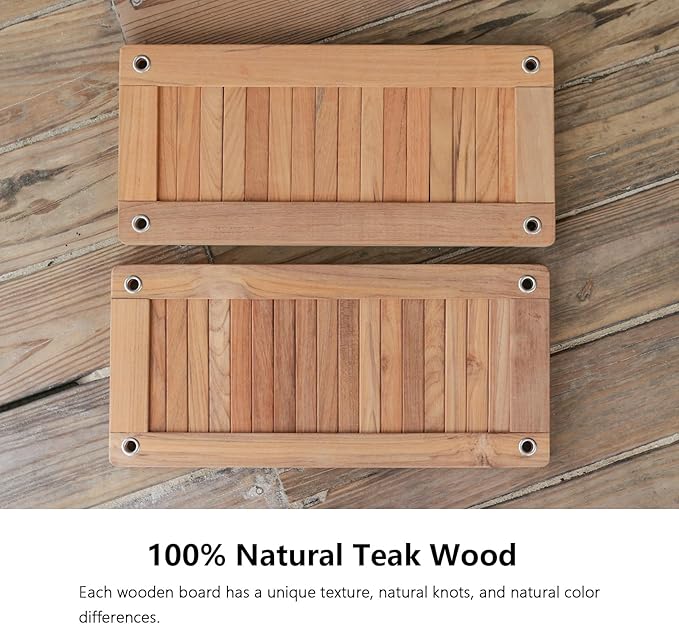 Teak Wooden Swing, Outdoor Wood Tree Swing Seat for Kids or Adults for Backyard Columpio, Height Adjustable (19.8x9inch)