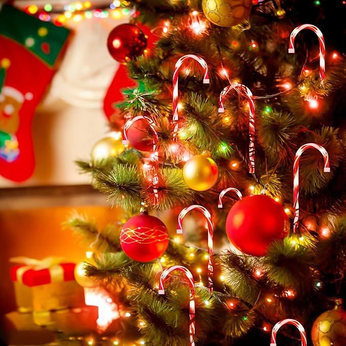 Christmas Candy Cane Pathway Makers Lights, 10 inch Set of 10 Candy Canes Lights Outdoor, Candy Cane Lights Christmas Decorations Outdoor