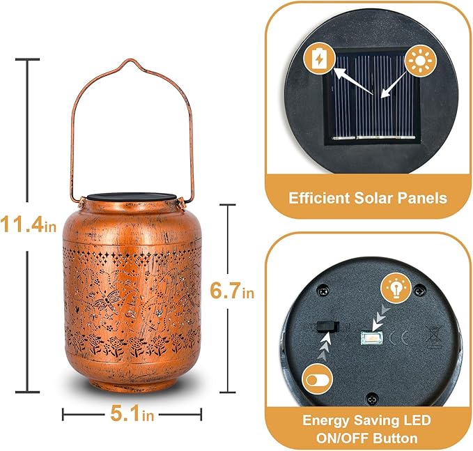 4Pack Dragonfly Solar Lanterns Outdoor Hanging Waterproof Dragonfly Garden Decor Christmas Gifts for Women Mom Grandma Metal Solar Lights Decoration Outside for Yard, Patio,Pathway Landscape