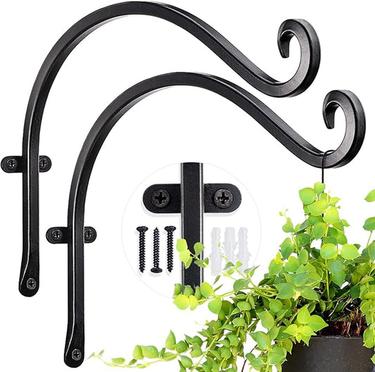 AJART Hanging Plant Hanger Outdoor: 12-Inch Bird Feeder Wall Hooks - Rust-Resistant Plant Bracket Hook for Hanging Flower Baskets