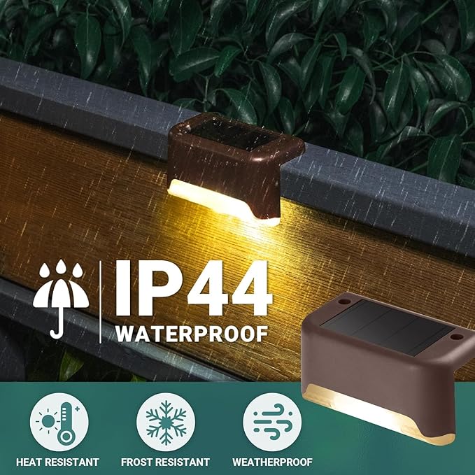 GIGALUMI 12 Pcs Solar Deck Lights, Bronze Finished Waterproof Led Solar Lamp for Outdoor Pathway, Yard, Patio, Stairs, Step and Fences. (Cool White)