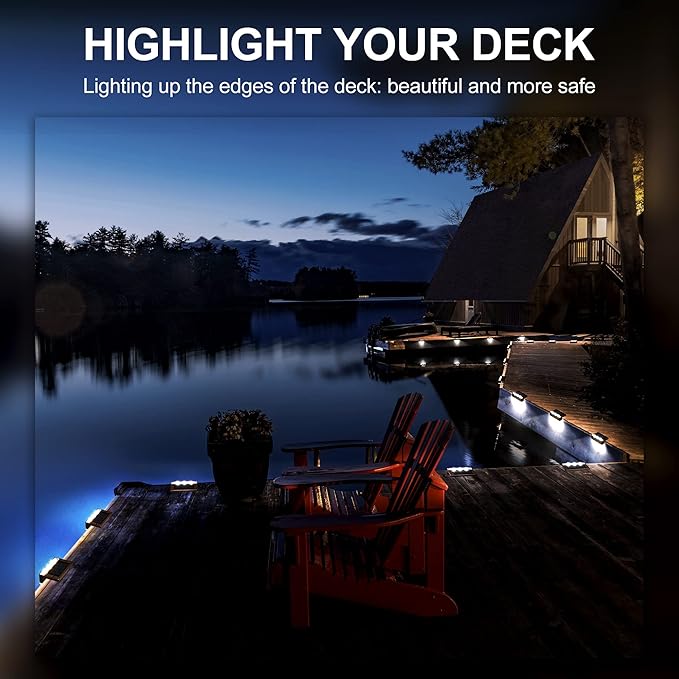 SOLPEX Solar Fence Lights, 6 LEDs Solar Lights Outdoor Waterproof Solar Powered for Deck, Stair, Front Porch, Balcony, Walkway, Garden, Yard, Patio, Pool Decor, IP65 Waterproof (16 Pack, Cold White)