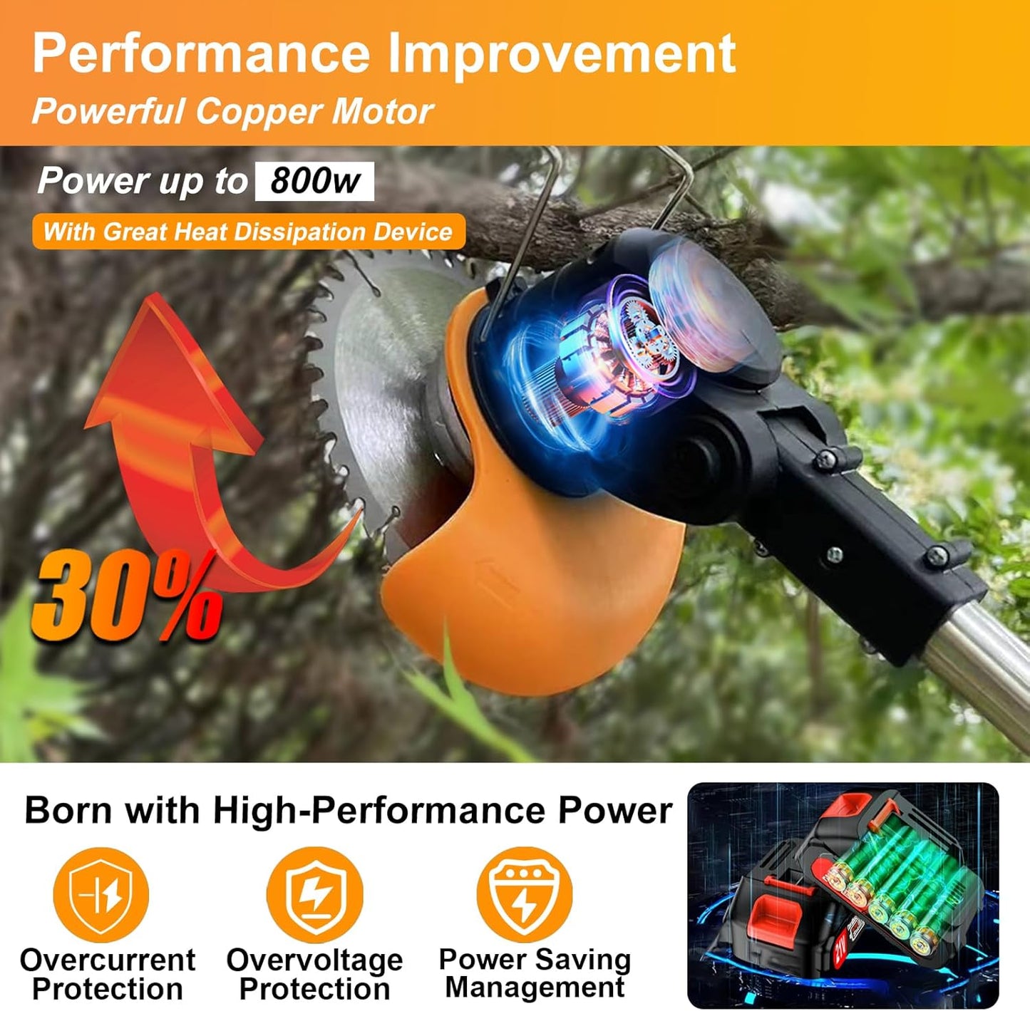 Electric Weed Wacker Eater Cordless, Weed Wacker Battery Powered, Weed Trimmer with 2 21V/2Ah Battery Operated & 15 Blades & Wheels, No-String Grass Trimmer/Brush Cutter/Edger for Garden Yard