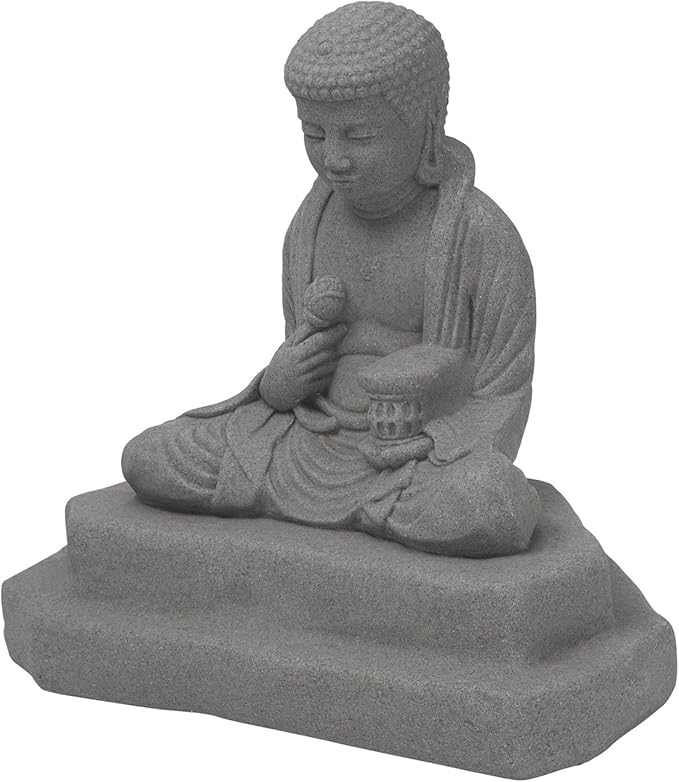 EMSCO Group Meditating Buddha Statue – Natural Granite Appearance – Made of Resin – Lightweight – 24” Height