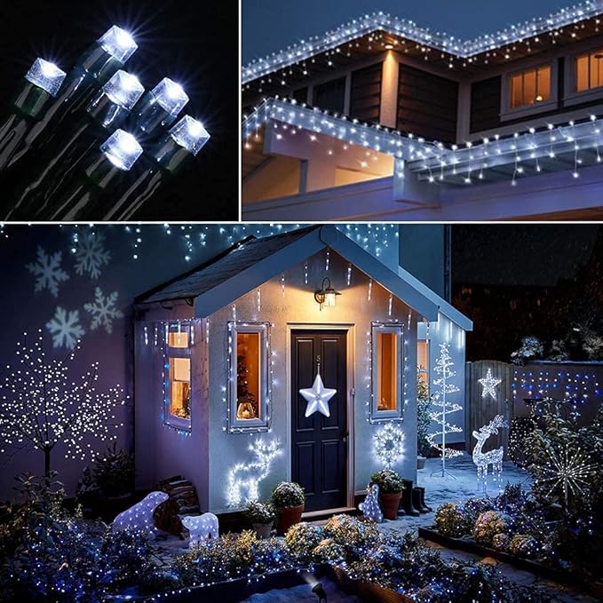 Solar Christmas Lights Outdoor, 33ft 100 LED Solar Fairy String Lights 8 Modes Waterproof Xmas Lights for Garden, Patio, Home, Party, Wedding, Holiday, Tree, Bush, Wreath, Outdoor Decor (White)