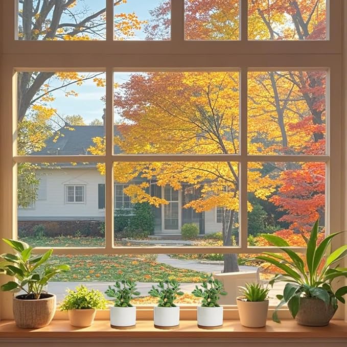 ZOUTOG Plant Pot 4 Inch, Ceramic Succulent Pots with Drainage Hole & Bamboo Tray, Pack of 6 White Small Flower Pots for Home, Office, Indoor or Outdoor Decor - Plants Not Included