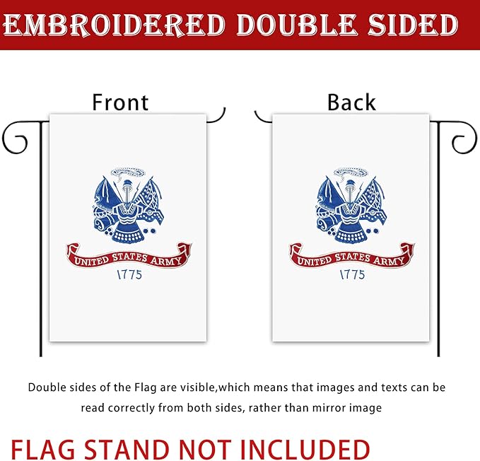 US Embroidered Army Garden Flag Double Sided 12x18 inch American Army Yard Lawn Garden Flags Banner Heavy Duty Vivid Color Waterproof