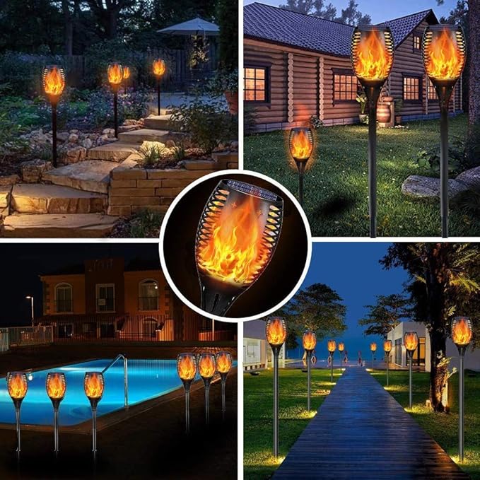 YoungPower Solar Outdoor Torch Lights Flicking Flame,Outdoor 43" Large Landscape Lighting Outdoor Path Lights Waterproof Flame for Garden Yard Patio, 4 Pack
