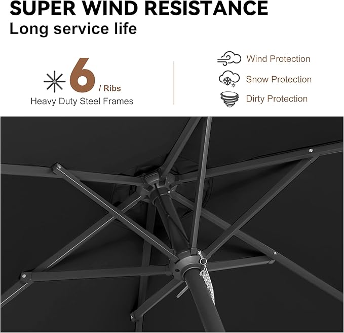 7.5" Outdoor Patio Umbrella - Table Umbrella Waterprool UV Protection, Sombrillas de Patio with Push Button Tilt&Crank, Sun Umbrella for Pool, Porch, Garden, Deck, Backyard(Black)