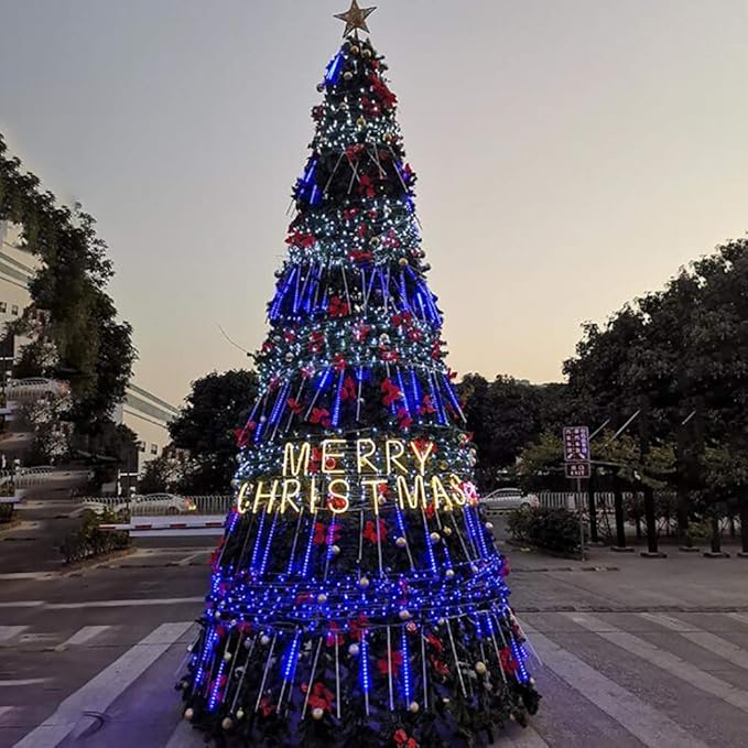 LED Meteor Shower Solar Lights Outdoor, Waterproof Garden Lights 30cm 10 Tubes 360LEDs Falling Lights Raindrop Lights,Holiday Party Wedding Christmas Tree Decoration String Lights (Blue)