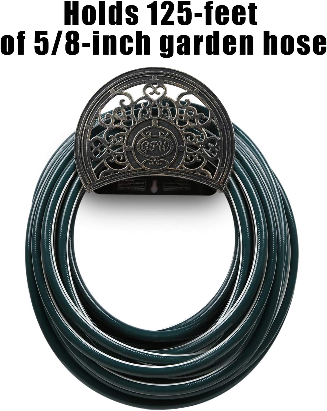 GOFORWILD Garden Hose Holder made of Stainless Cast Aluminum, Decorative Hose Butler Sturdy Water Hose Rack, Durable Wall Hose Hanger, Holds 125-Feet of 5/8-Inch Hose, Hose Reel, 7005