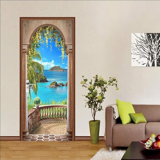 3D Door Stickers - Peel & Stick Murals - Landscape - Self-Adhesive, Removable PVC Waterproof Door Poster - 37.4" x 82.7"
