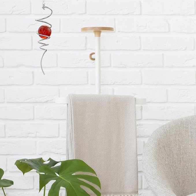 Gazing Ball Spiral Tail Red Glass Orb, Wind Spinner Stabilizer, Spiral Tail for Wind Spinners, Hanging Garden Ornament Rotating Art Decor - Visual Illusion in Spinning, Creative Gifts 13inch