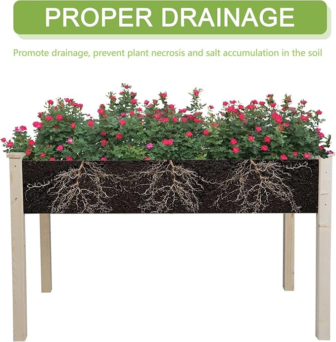 Crownland Outdoor 4 ft Stand-up Raised Garden Bed Wooden Garden Box for Backyard, Vegetables Herbs Flowers Planter, Suitable Elevated