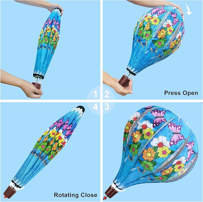 Giant Rainbow Butterfly Hot Air Balloon Garden Wind Spinners Large Pinwheels Lawn Yard Catchers Ornaments Windmills Outdoor Hanging Decor Whirligigs Wind Hanging Windsock 2Pack