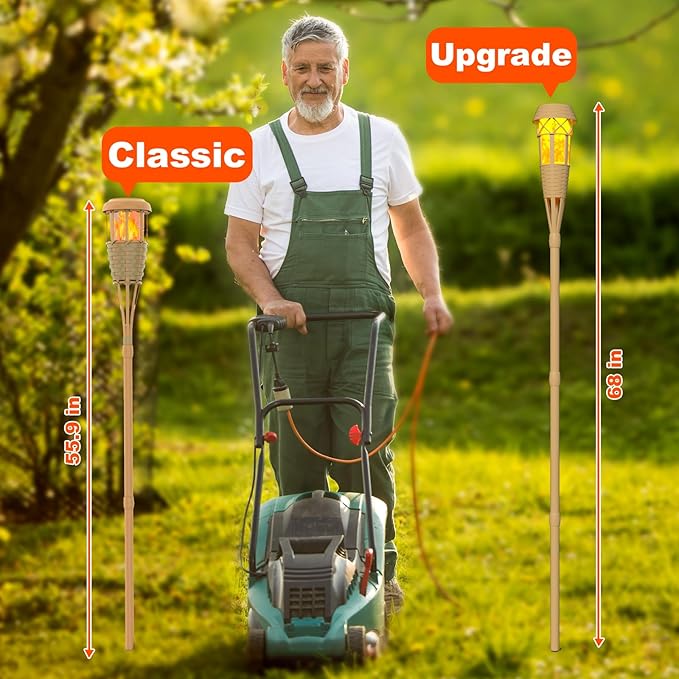 Solar Outdoor Lights – Solar Torch Lights with Flickering Flame for Garden Decor, Waterproof Solar Garden Lights, Outdoor Patio & Pathway Yard Decorations with Flame Torches - 4 Pack