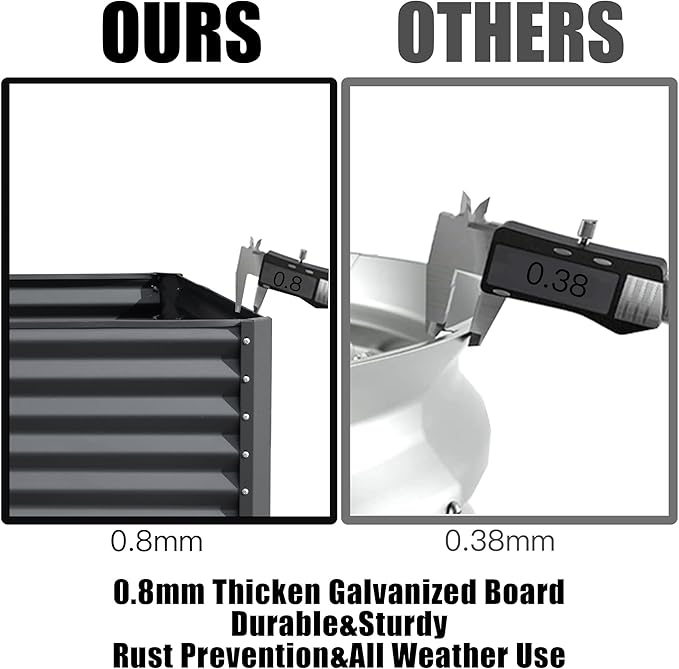 Domi Galvanized Raised Garden Bed, Outdoor Planter Garden Boxes Large Metal Planter Box for Gardening Vegetables Fruits Flowers, Dark Grey (6x3x2ft)