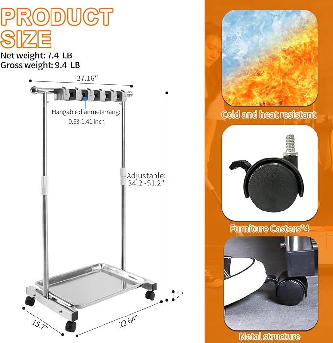 Stainless Steel Mop and Broom Holder with Wheels - Keep Your Cleaning Tools Organized! (S)