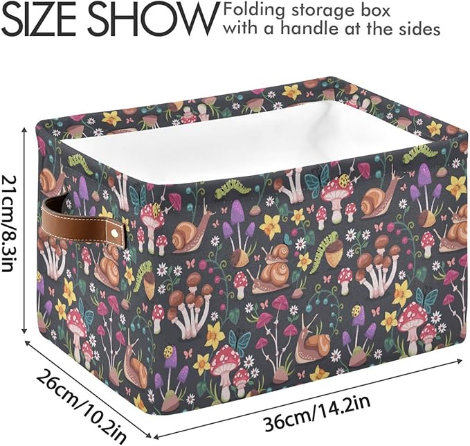 Mushroom Snail Rectangular Storage Basket Organizer Bin Shelf Baskets For Clothes Gifts For Home Office Dorm