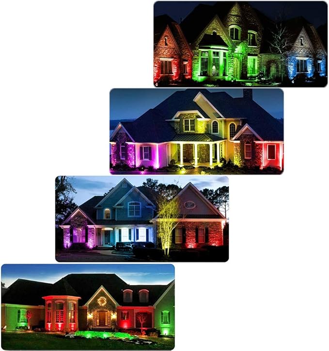 Pack of 2, 12V Low Voltage Outdoor LED Landscape Lights Waterproof Spotlight with Spike Stand for Driveway, Outdoor Lawn Lighting, Flood Garden, Yard (9W RGB)