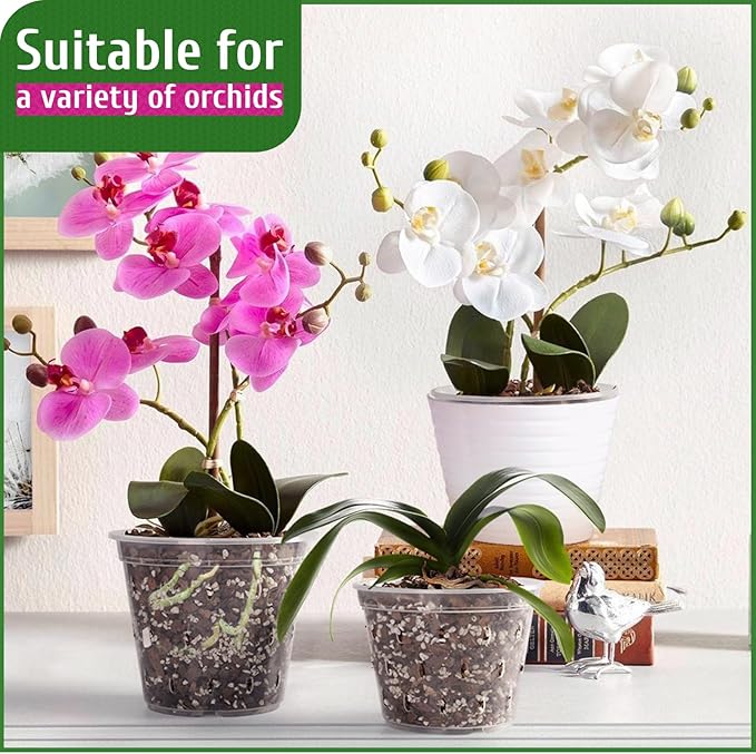 REMIAWY Orchid Pot, 6 Pack Orchid Pots with Holes, 5.5 Inch Clear Plastic Flower Planters for Repotting Indoor Outdoor, Breathable Slotted Nursery Planter