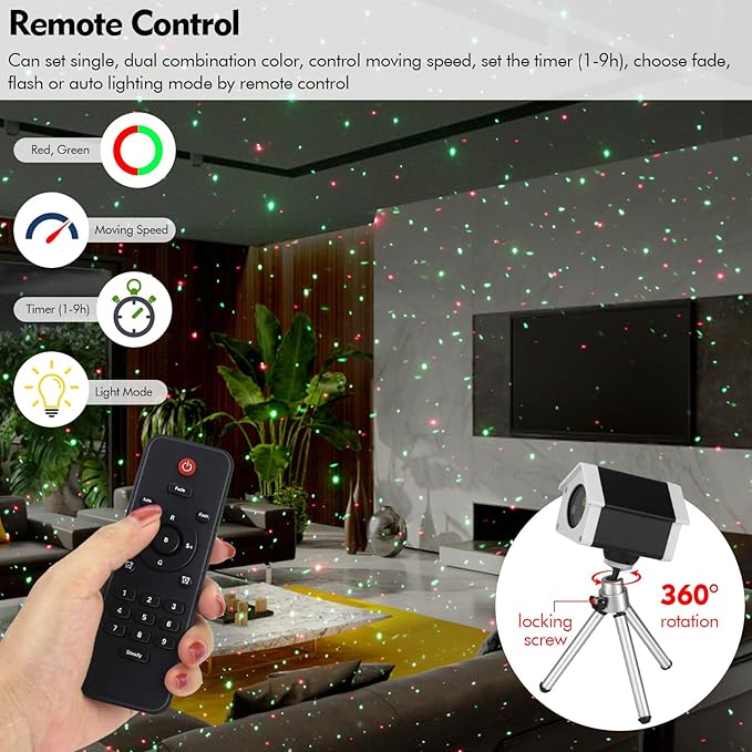 Outdoor Christmas Laser Lights Star Projector, Garden Laser Light with Moving Firefly for Outdoor, Indoor, Christmas, Holiday