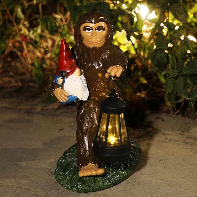 Bigfoot Statue, Bigfoot Yard Decor, Solar Garden Statue for Outside, Solar Garden Yard Patio Decor, Outdoor Statue for Garden, Outdoor Decor for Patio, Bigfoot Gifts, Gardening Gift for Women