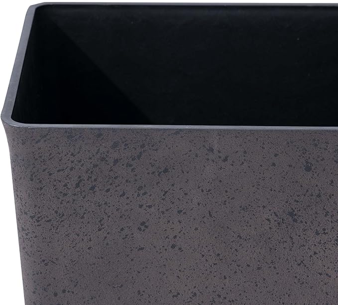 LA JOLIE MUSE 26 inch Tall Planters for Outdoor Plants,Set of 2 Tapered Planters with Trays,Iron Plastic Rectangular Tall Planters for Front Door, Patio and Deck, 26'' Iron With Tray