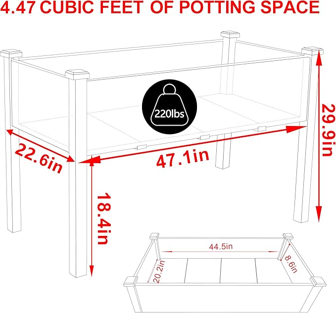 MUPATER 4x2FT Raised Garden Bed,Raised Garden Bed with Four Legs, Elevated Planter Box with Drainage Holes for Herbs and Vegetables, Outdoor and Indoor, Natural Wood