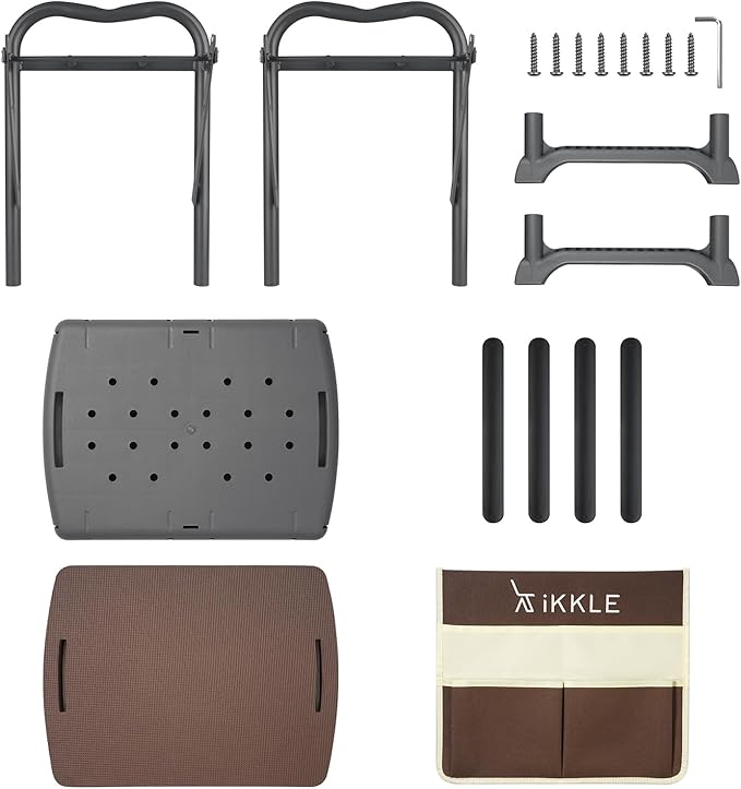 ikkle Garden Kneeler and Seat Gardening Stool Kneeler Folding Gardening Bench with Thicker Detachable Kneeling Pad and Tool Store Pouches (Brown)