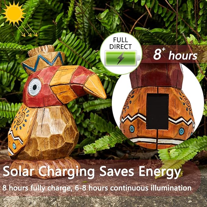 Solar Tiki Statue-WoodWoodpecker Bird-Garden Hawaiian - Solar Outdoor Light Garden Sculptures & Statues Totem Pole Bar Outdoor Patio Pool Yard Summer Decorations
