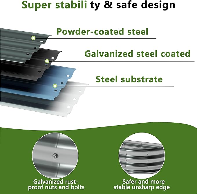 6x3x1ft(2 Pack) Oval Galvanized Raised Garden Bed,Outdoor Planter Box Metal Patio Kit Planting Bed for Vegetables Flowers and Succulents