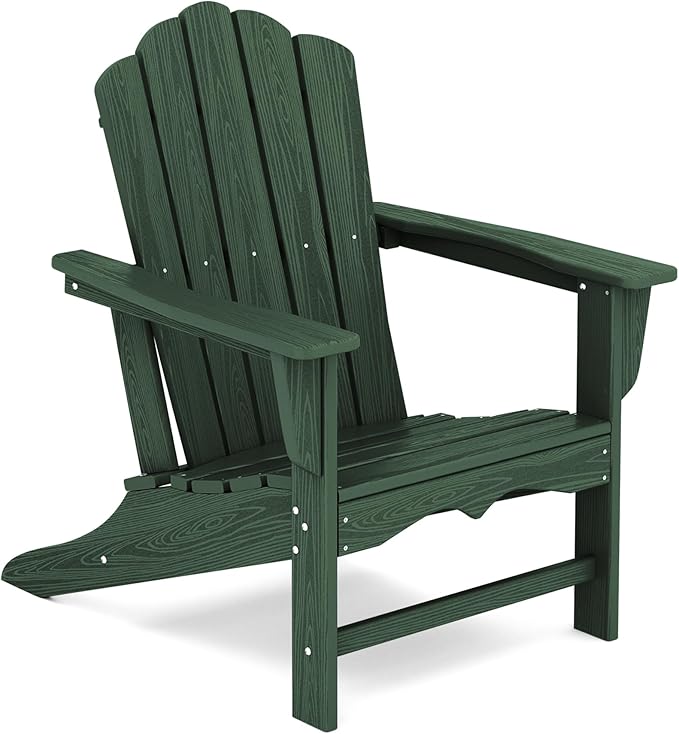 KINGYES HDPE Adirondack Chair, Classic Oversize Adirondack Chair, Green